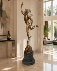 Hermes Statue aus Bronze – 2 Meter hoher Fliegender Merkur nach Giambologna