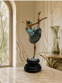 Tänzerin Skulptur aus Bronze – Ballerina nach Edgar Degas auf Marmorsockel