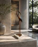 Reiherfigur aus Bronze – Vogel Skulptur mit Milo-Signatur