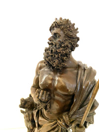 Mythologie Bronzefigur Hades mit Höllenhund mit Künstlersignatur