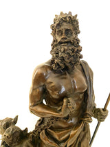 Mythologie Bronzefigur Hades mit Höllenhund mit Künstlersignatur