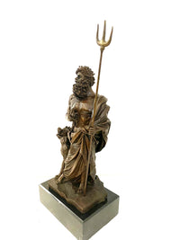 Figurine en bronze mythologique Hadès avec chien de l'enfer avec signature de l'artiste