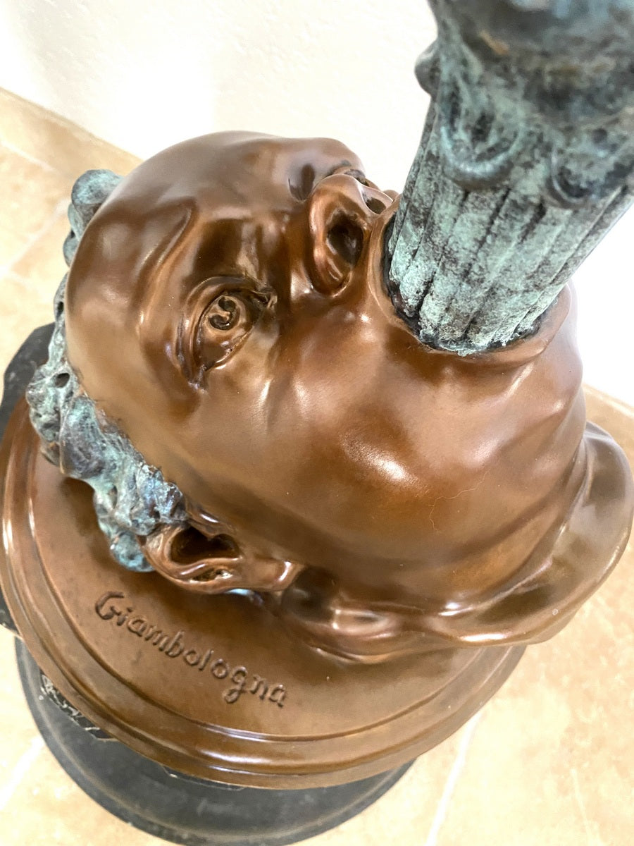 2 Meter hohe Bronze Skulptur nach Giovanni da Bologna Hermes der Götterbote