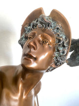 2 Meter hohe Bronze Skulptur nach Giovanni da Bologna Hermes der Götterbote