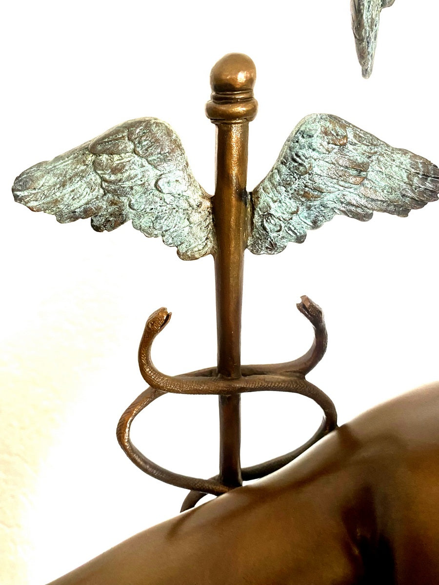 2 Meter hohe Bronze Skulptur nach Giovanni da Bologna Hermes der Götterbote