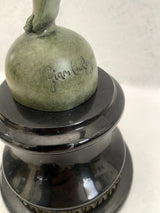 Bronze Skulptur Hermes der Götterbote signiert Giovanni Bologna auf Marmorsockel