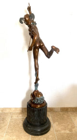 2 Meter hohe Bronze Skulptur nach Giovanni da Bologna Hermes der Götterbote