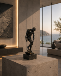 Bronzefigur Adam nach Rodin – signierte Bronzeskulptur auf Marmorsockel