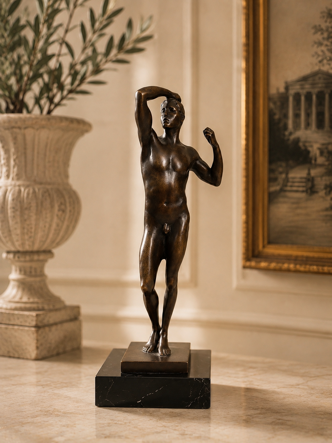 Das eherne Zeitalter – männlicher Bronze Akt nach Auguste Rodin