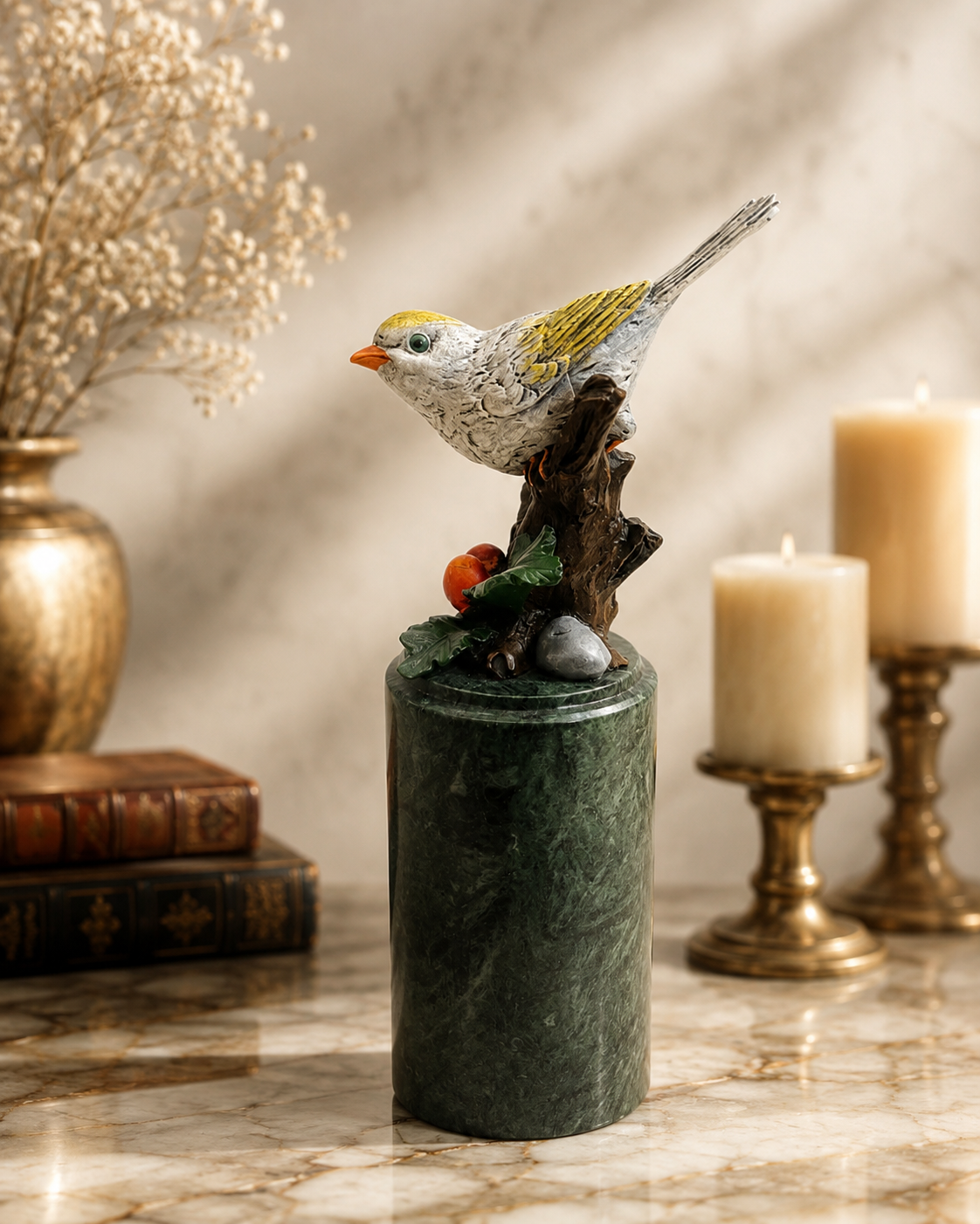 Vogel Figur aus Bronze – Wiener Bronze Fink auf Marmorsockel signiert