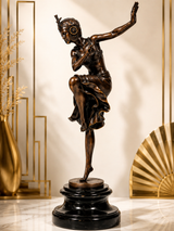 Bronzefigur Frau – Art-Déco-Tänzerin nach D. H. Chiparus auf Marmorsockel (Kopie)