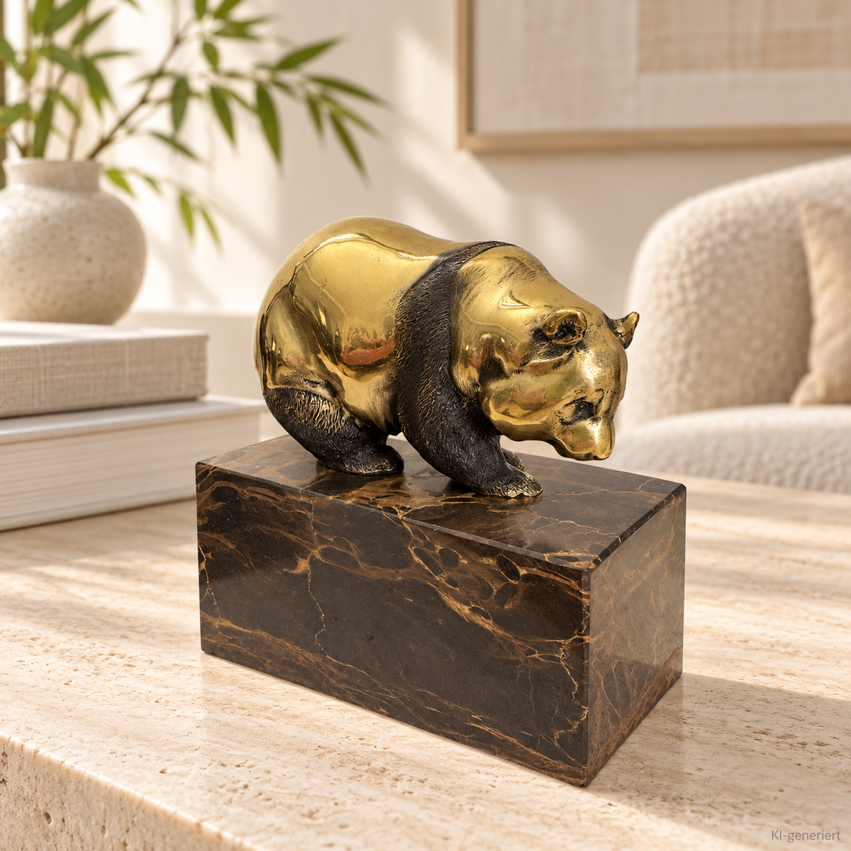 Bronzefigur Bär auf Marmorsockel – Art-Déco-inspirierte Tierplastik