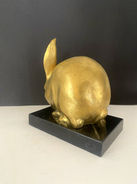 Figure animalière-figure en bronze-lapin en bronze sur socle en bois de chêne avec signature de l'artiste (copie) (copie)