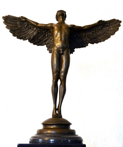 Mythologie Bronzefigur - Ikarus signiert Weinmann auf Marmorsockel