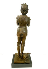 Joan of Arc Statue - Joan of Arc Bronze figure on marble signed Mecie