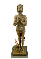 Joan of Arc Statue - Joan of Arc Bronze figure on marble signed Mecie