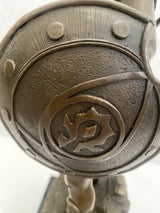 Bronzefigur Spartaner mit Speer und Schild - Bronze Krieger auf Marmorsockel