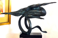 Bronze Nude - Female Nude with Ring on Marble Base - Hand Signed Milo