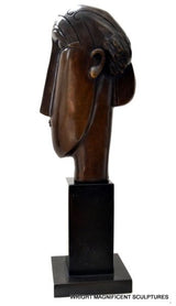 Tête d'Amedo Modigliani en bronze avec signature de l'artiste