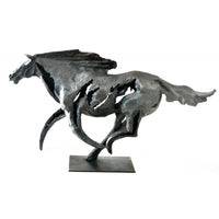 Sculpture abstraite de cheval en bronze avec signature de l'artiste