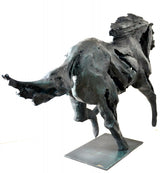 Sculpture abstraite de cheval en bronze avec signature de l'artiste