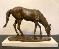 Bronzefigur- Pferd in Bronze nach Pierre Jules Mene auf  Marmorplatte signiert