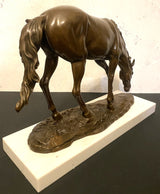Bronzefigur- Pferd in Bronze nach Pierre Jules Mene auf  Marmorplatte signiert