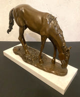 Bronzefigur- Pferd in Bronze nach Pierre Jules Mene auf  Marmorplatte signiert