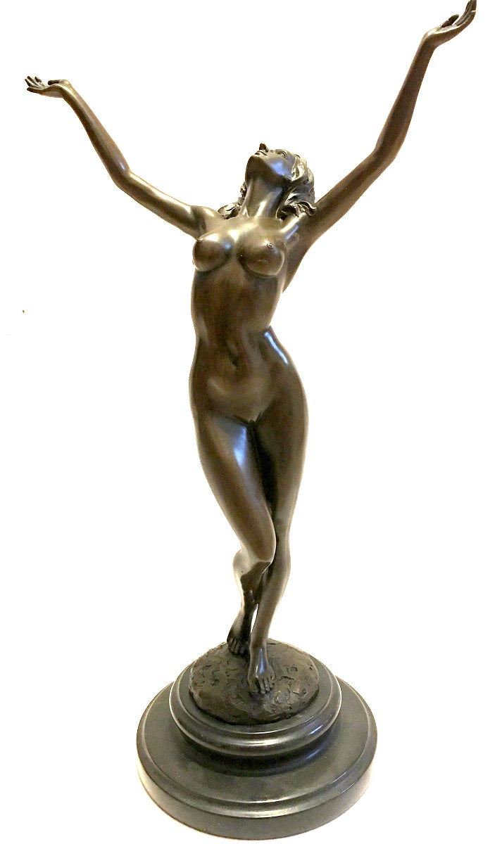 Stylish erotic nude cast from bronze with artist signature by Raymondo