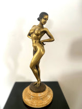 Stylish Raymondo bronze nude with artist signature on marble base