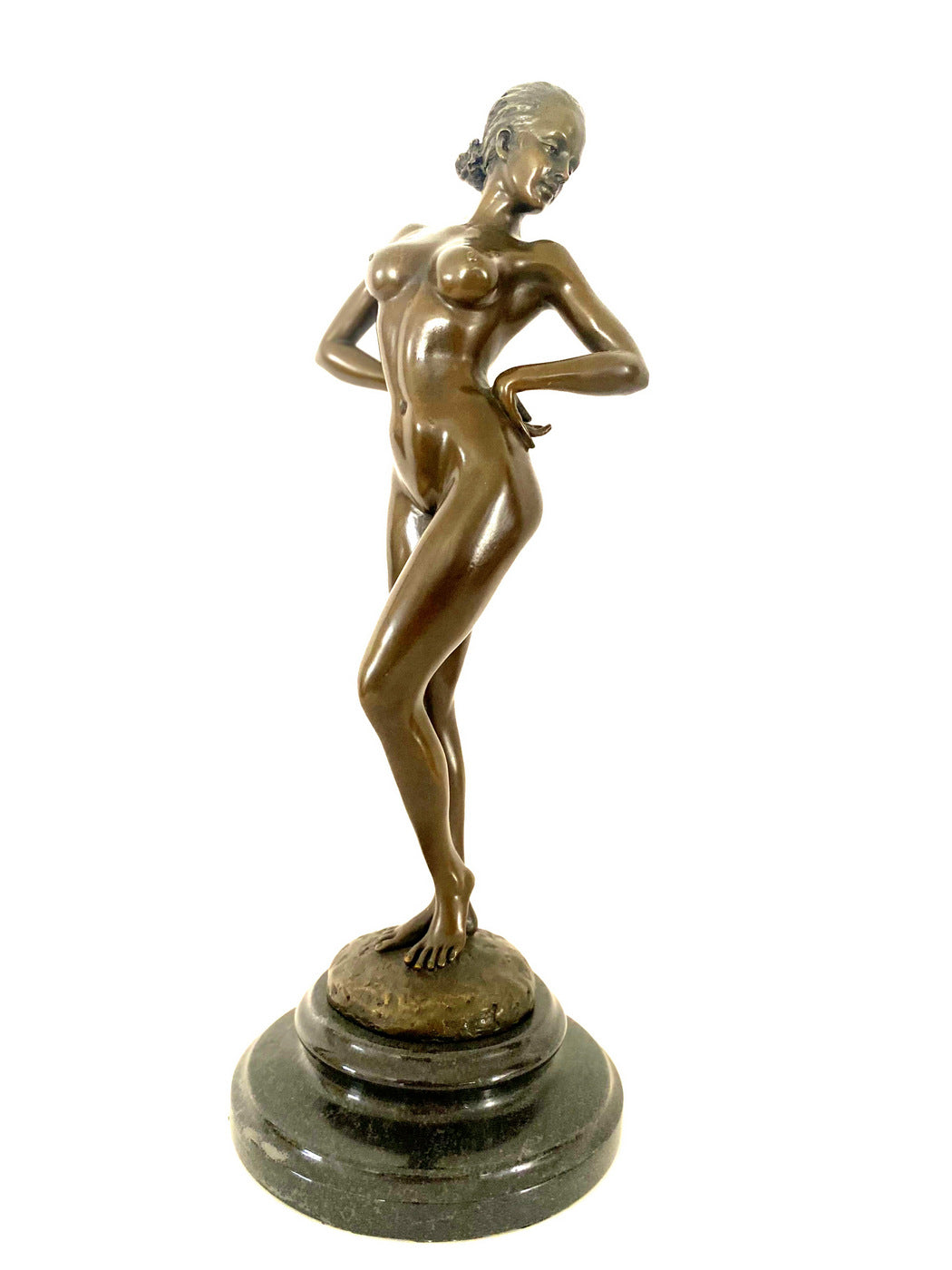 Bronze figure - Bronze nude signed Raymondo on marble base