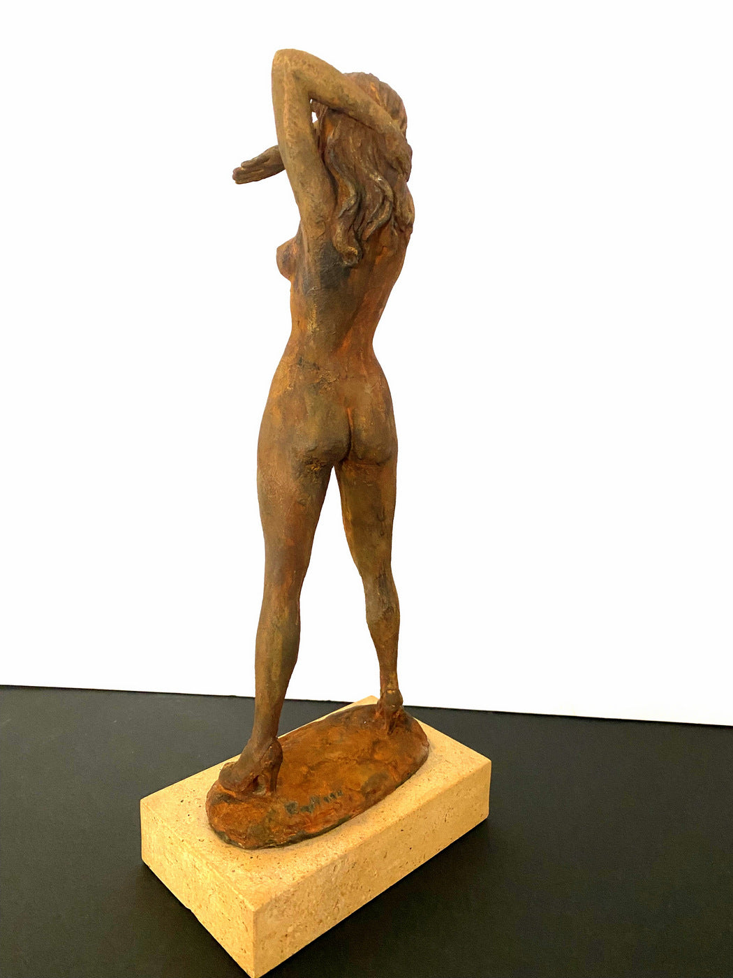 Raymondo Bronze Nude with Artist Signature in Rust Patina