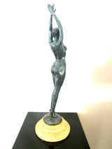 Stylish bronze figure - Bronze nude signed Raymondo on marble base