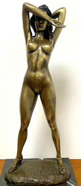 Figure en bronze - Nu en bronze de Raymondo avec signature de l'artiste sur socle en marbre