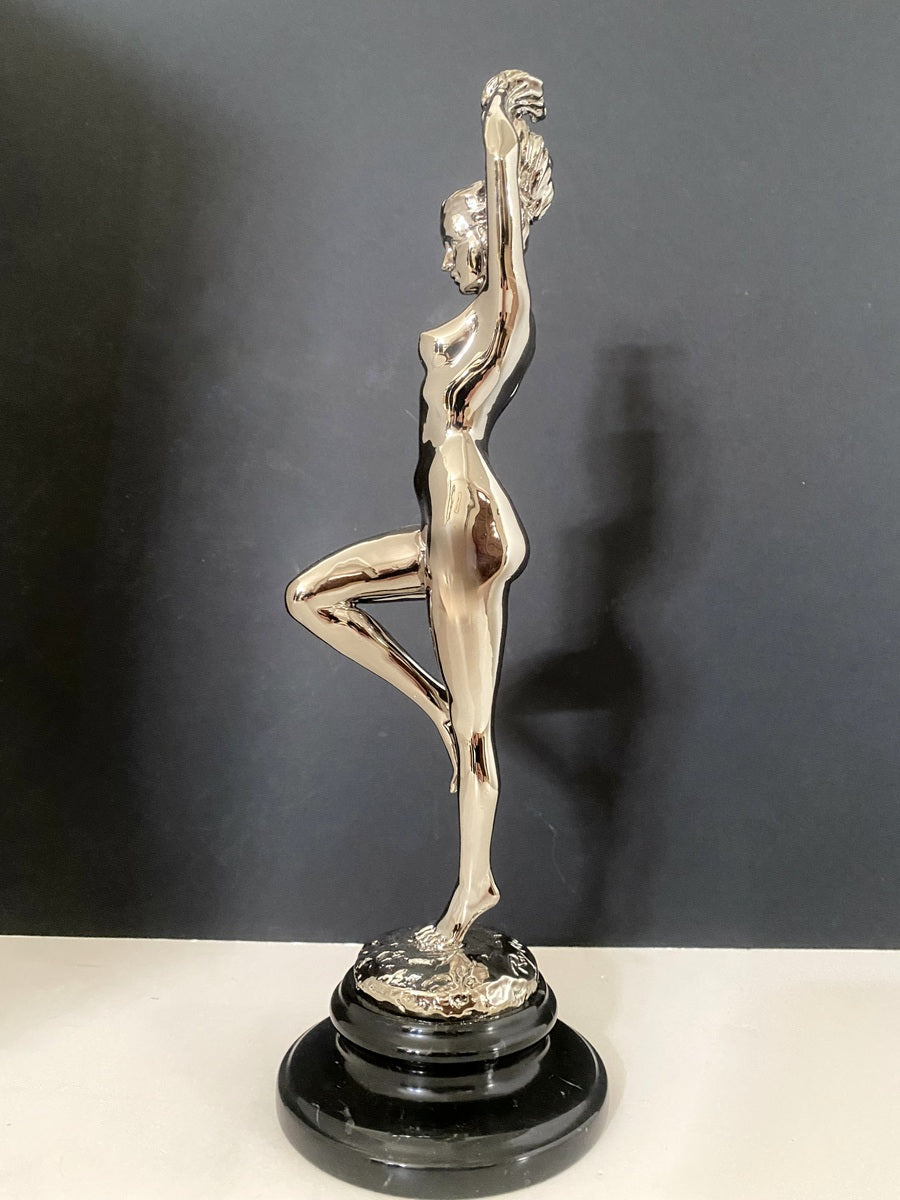 Bronzefigur -Akt von Raymondo verchromt mit Künstlersignatur limitiert num.10/10