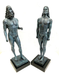 Bronzefiguren -Riace Krieger signiert Phidias auf Marmorplatte