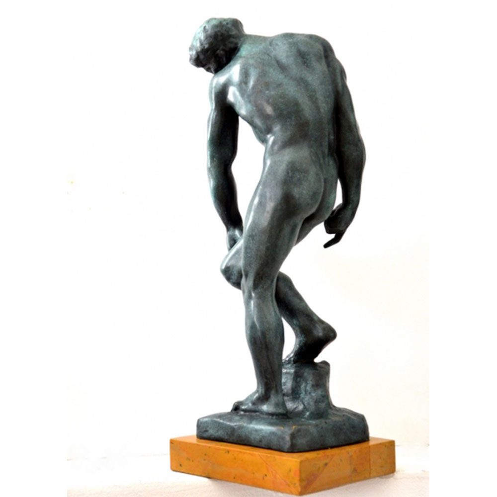 Bronze figure - ADAM signed Rodin in bronze on marble base