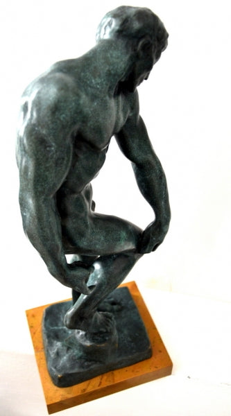 Bronze figure - ADAM signed Rodin in bronze on marble base