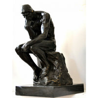 Handmade large bronze sculpture - Thinker signed Rodin on marble plate