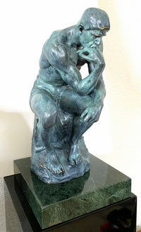 Modern Art - Bronze Statue - The Thinker on marble base signed Rodin