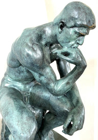 Modern Art - Bronze Statue - The Thinker on marble base signed Rodin