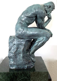 Modern Art - Bronze Statue - The Thinker on marble base signed Rodin