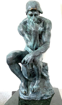 Modern Art - Bronze Statue - The Thinker on marble base signed Rodin