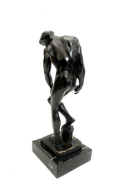 Adam nach Auguste Rodin Bronzefigur Nachguss signiert auf Marmorsockel