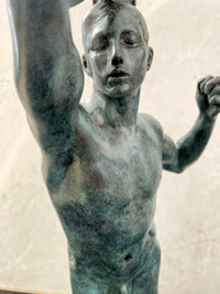 Bronze figure - The Age of Bronze - signed Rodin on marble base