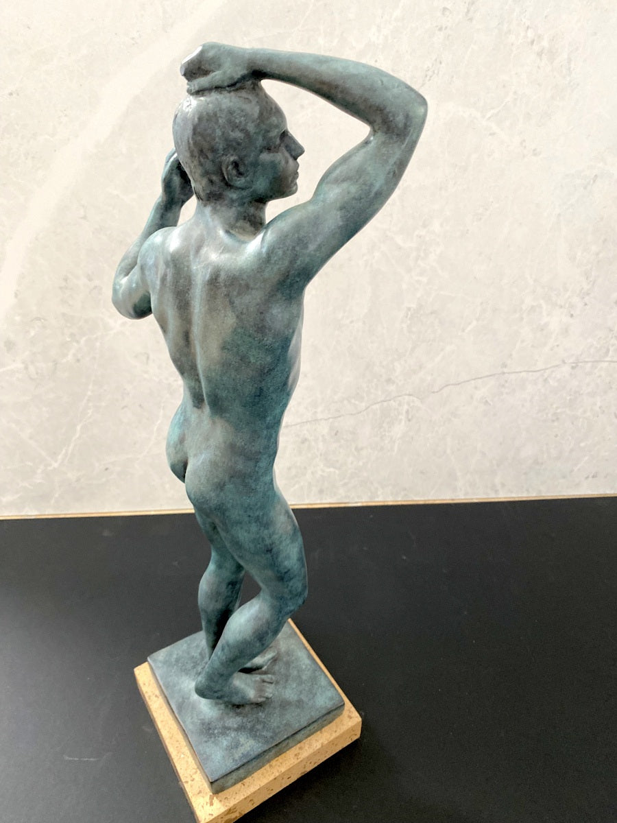 Bronze figure - The Age of Bronze - signed Rodin on marble base