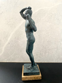 Bronze figure - The Age of Bronze - signed Rodin on marble base