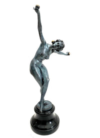 Bronze Tänzerin nach Claire Colinet – seitliche Gesamtansicht mit erhobenem Arm