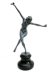 Tänzerin Skulptur aus Bronze – Art-Déco-Kugeltänzerin nach Claire Colinet auf Marmorsockel