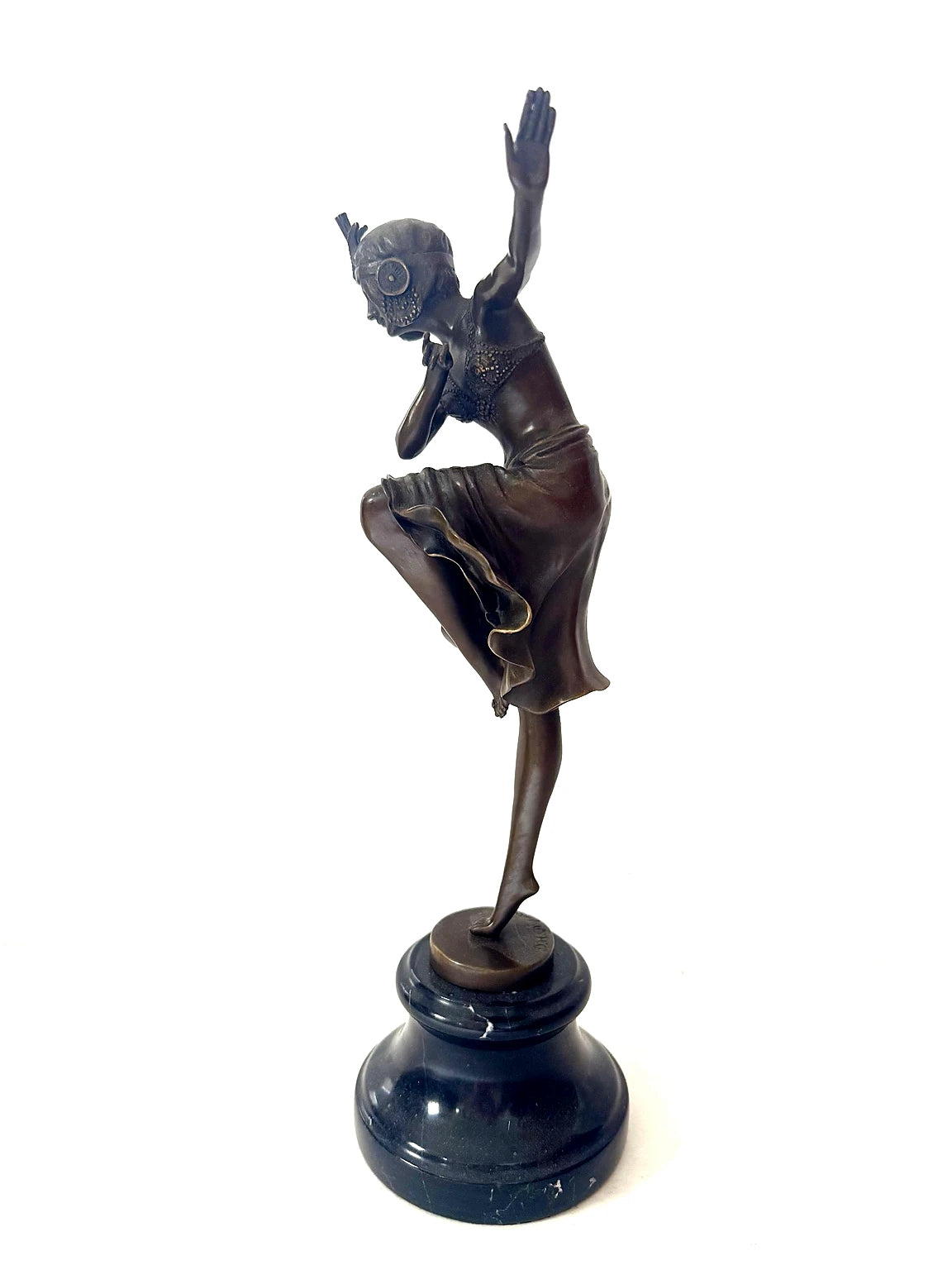 Bronzefigur Frau – Art-Déco-Tänzerin nach D. H. Chiparus auf Marmorsockel (Kopie)